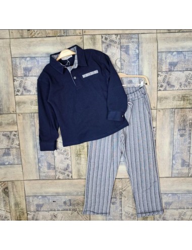 Polo Yaka Düğmeli Takım Lacivert