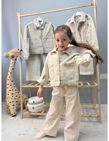 Taş Baskılı 2 li Kot Takım 